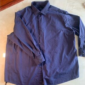 Synrgy Men's Long Sleeve Button Down Blue w Pink and White Pinstripe Sz 3XL